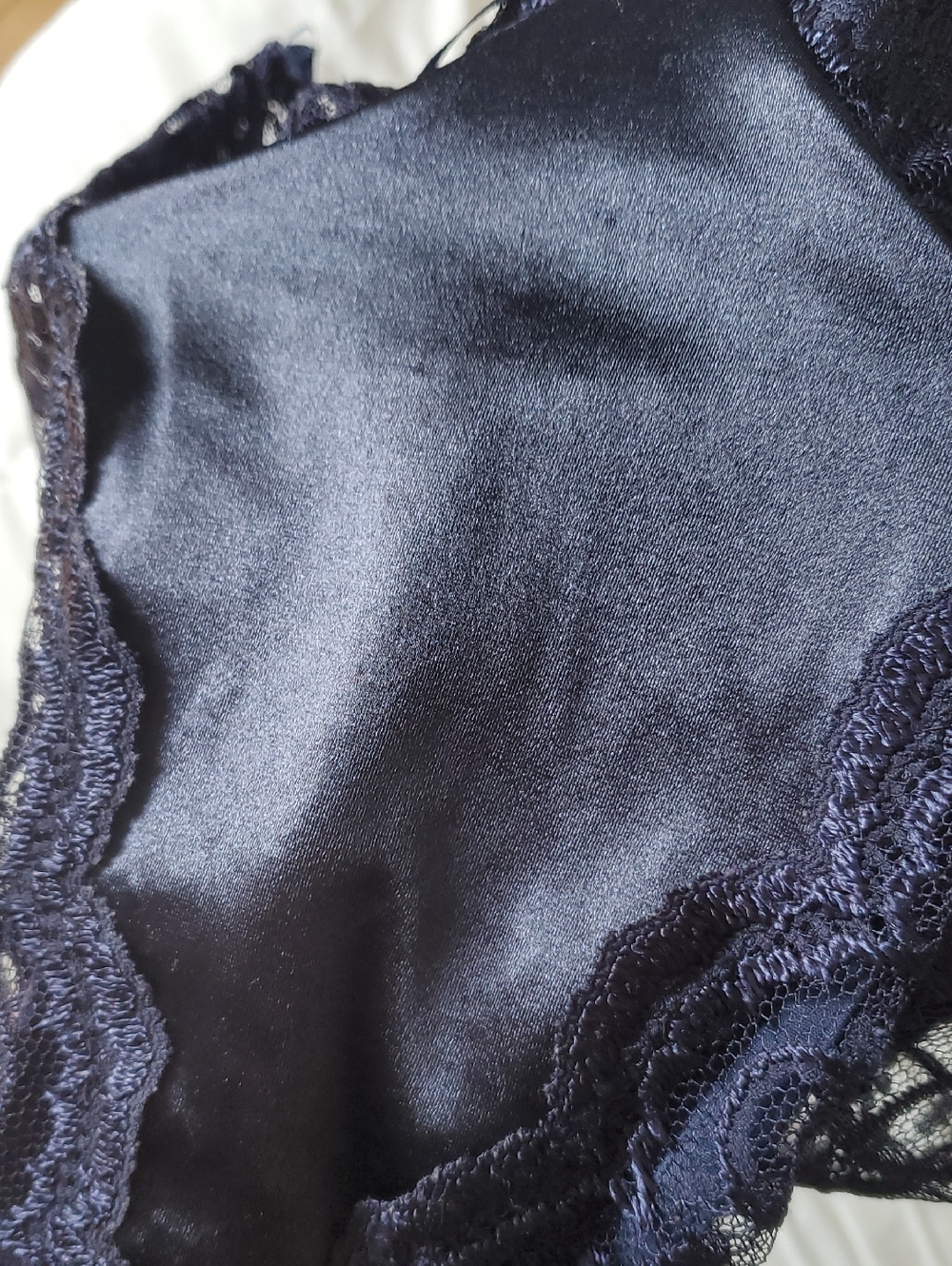 VTG Coquette Navy Lace Bustier w/ Satin Panel – Made in Canada - Picture 5 of 8